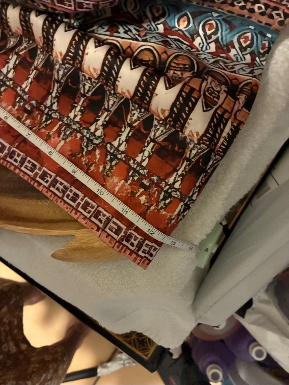 Boho Wide-Leg Printed Women's Pants in Rust & Teal New without tag - Picture 3 of 6